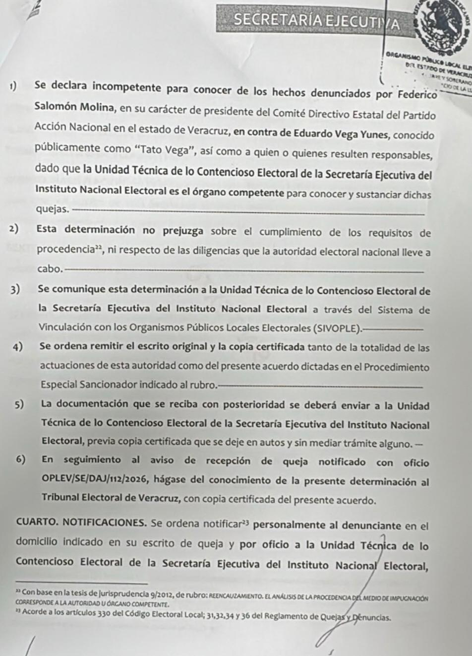 OPLE declara improcedente queja del PAN contra Eduardo “Tato” Vega OPLE declara improcedente queja del PAN contra Eduardo “Tato” Vega