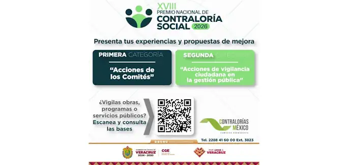 Abierta convocatoria para participar en el Premio Nacional de Contraloría Social 2026