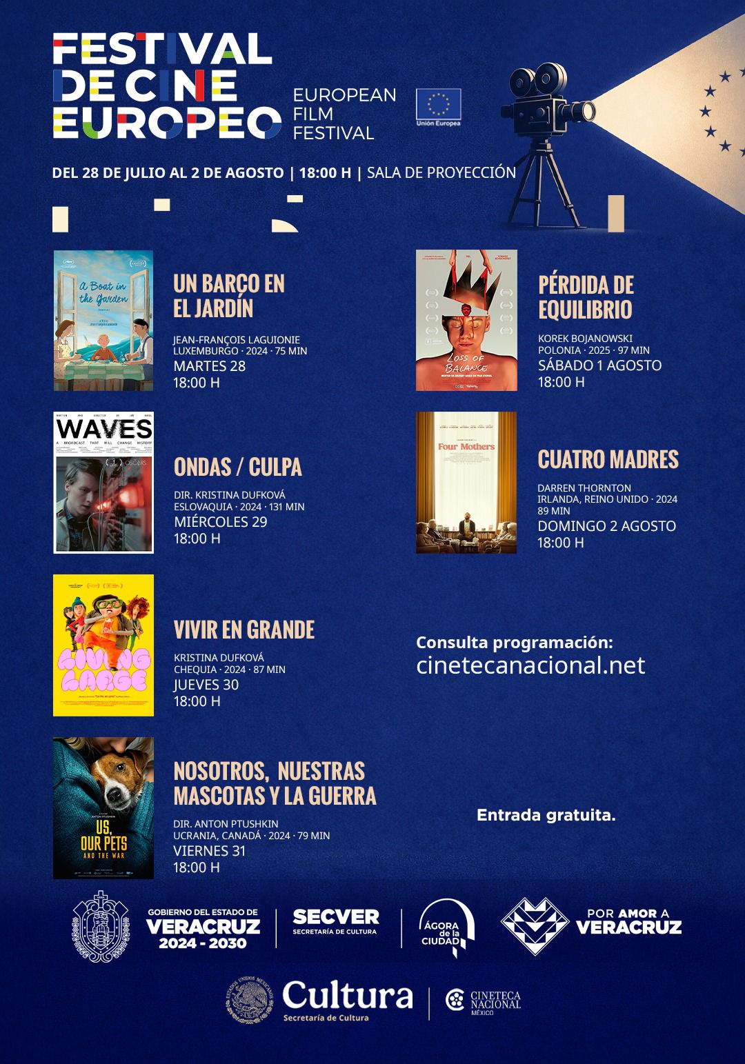 SECVER y la Cineteca Nacional presentan Festival de Cine Europeo en el Ágora de la Ciudad
