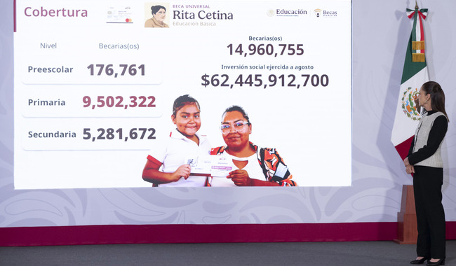 Inicia dispersión de la Beca Rita Cetina para útiles y uniformes escolares en primaria: presidenta Claudia Sheinbaum Inicia dispersión de la Beca Rita Cetina para útiles y uniformes escolares en primaria: presidenta Claudia Sheinbaum
