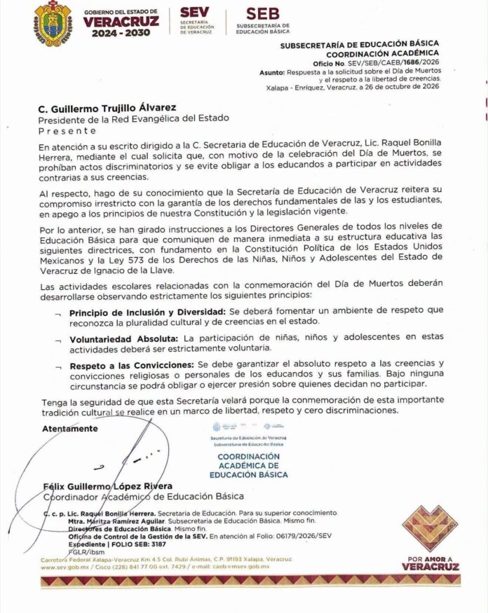 Celebración de Día de Muertos será voluntaria en escuelas de Veracruz Celebración de Día de Muertos será voluntaria en escuelas de Veracruz
